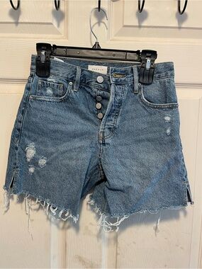 PacSun Light Blue Distressed High-Rise Denim Shorts